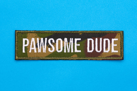 Pawsome Dude Embroidered Patch Camo.