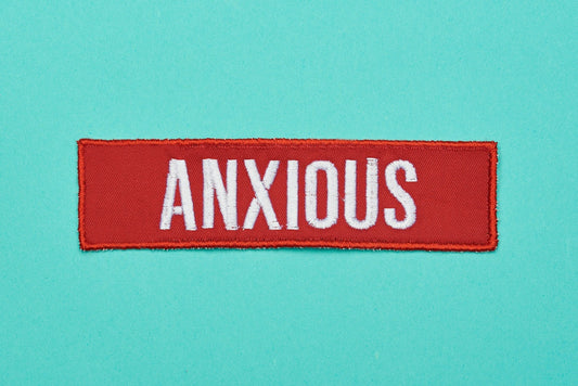 Anxious Embroidered Patch - Red - On Your Barks Merch