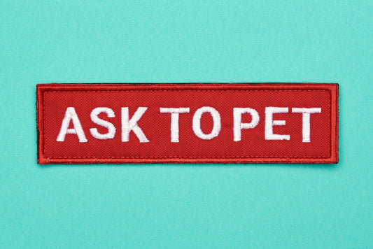 Ask to Pet Embroidered Patch Red - On Your Barks Merch