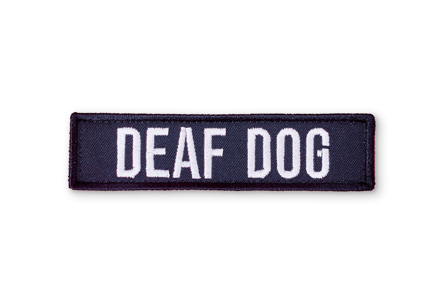 Deaf Dog EmbroideRed Patch - Black - On Your Barks Merch