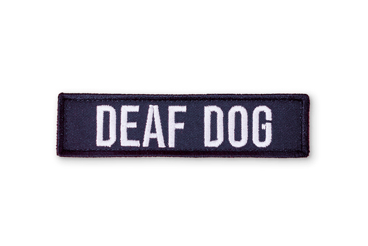 Deaf Dog EmbroideRed Patch - Black - On Your Barks Merch