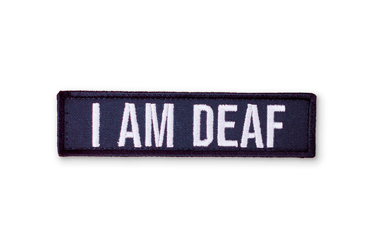 I Am DeafEmbroideRed Patch - Black - On Your Barks Merch